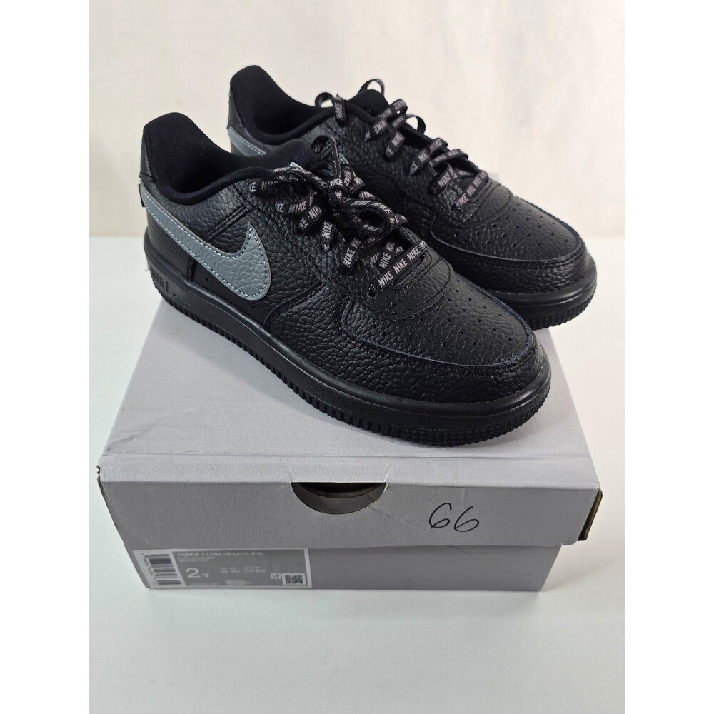 Nike Air Force 1 Low JS Lace PS Black Sneakers Size 2Y New